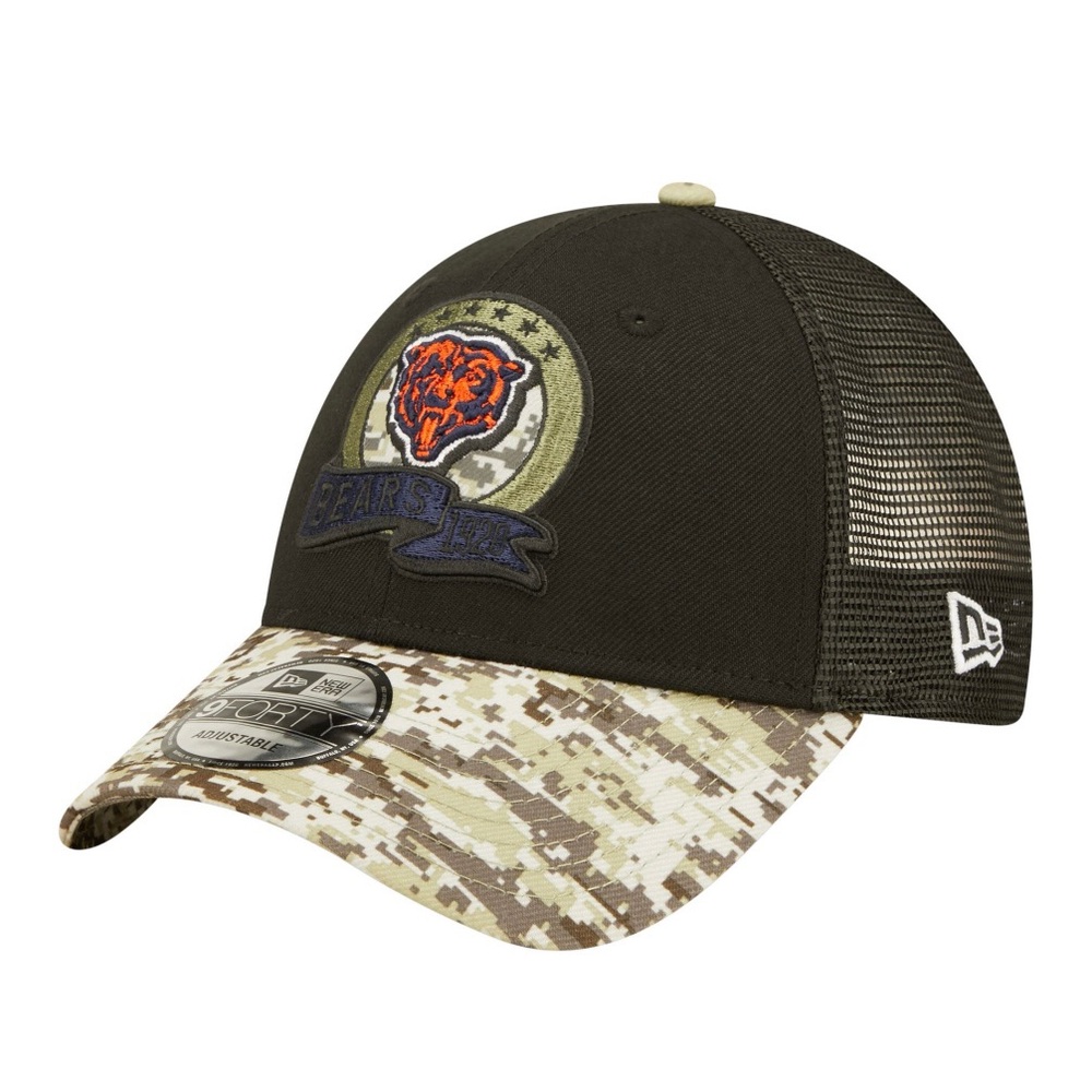 Chicago Bears Salute to Service Black New Era 9Forty Adjustable Trucker Hat Cap